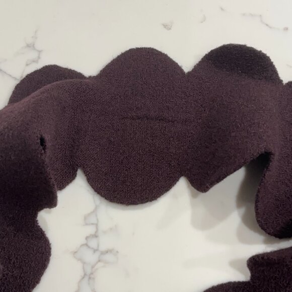 Kate Spade Brown Scalloped Wool Scarf 100% Lambswool Designer Cozy Winter - Picture 5 of 6